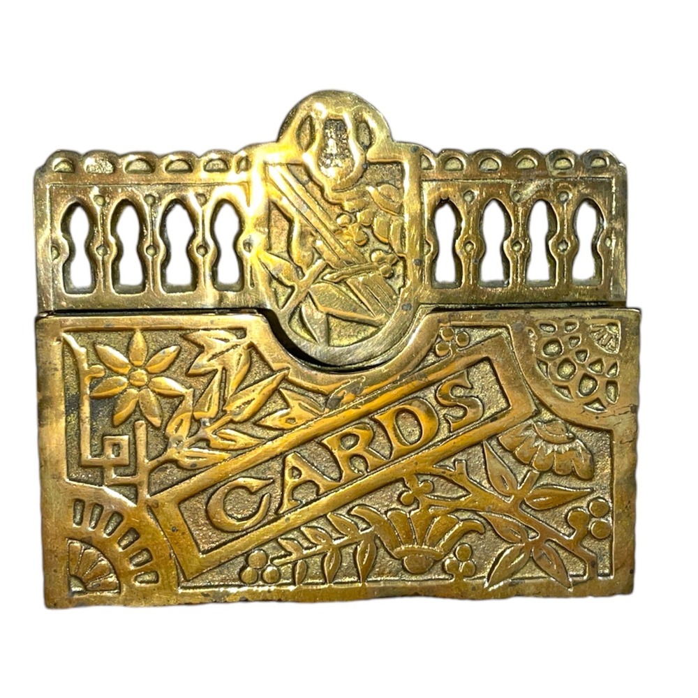 Rare Antique Victorian Brass Card Holder